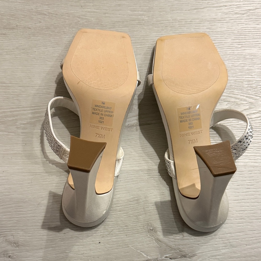 Nine West Cream and Silver Embellished Heels - Picture 6 of 7